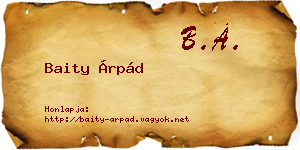 Baity Árpád névjegykártya